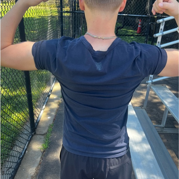 BURBERRY YARN PROOF HOME OFFICE PATTERN GABARDINE PATENT MEN NAVY BLUE T SHIRT S - Picture 13 of 16